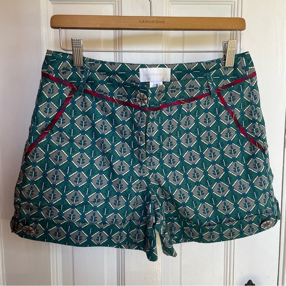 Anthropologie Shorts Pattern Print Corey Lynn Calter In The Square Green sz 8 - Picture 2 of 11